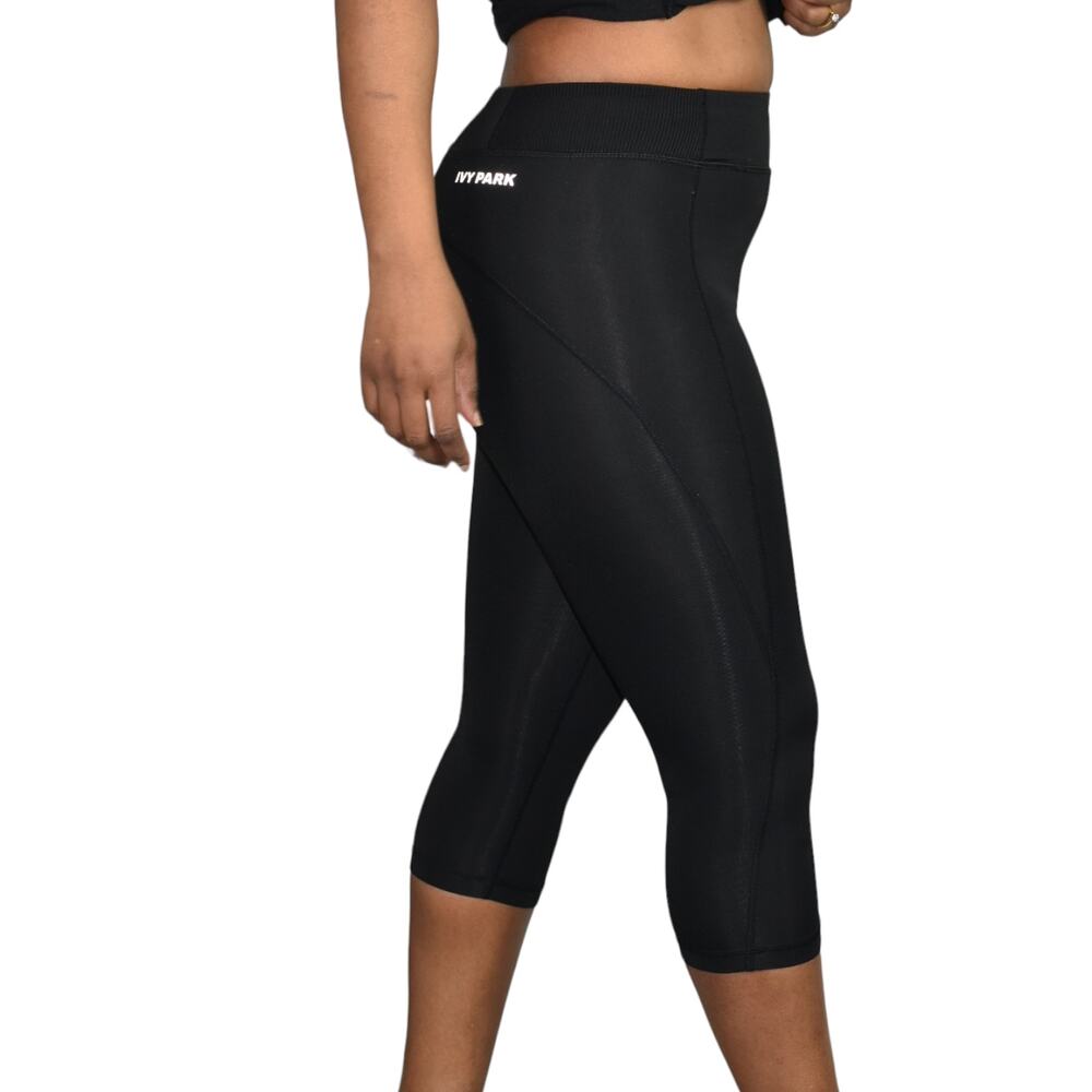 Ivy Park Leggings Black Beyonce High Waist Sculpted Capri Activewear Logo Small - Picture 13 of 13